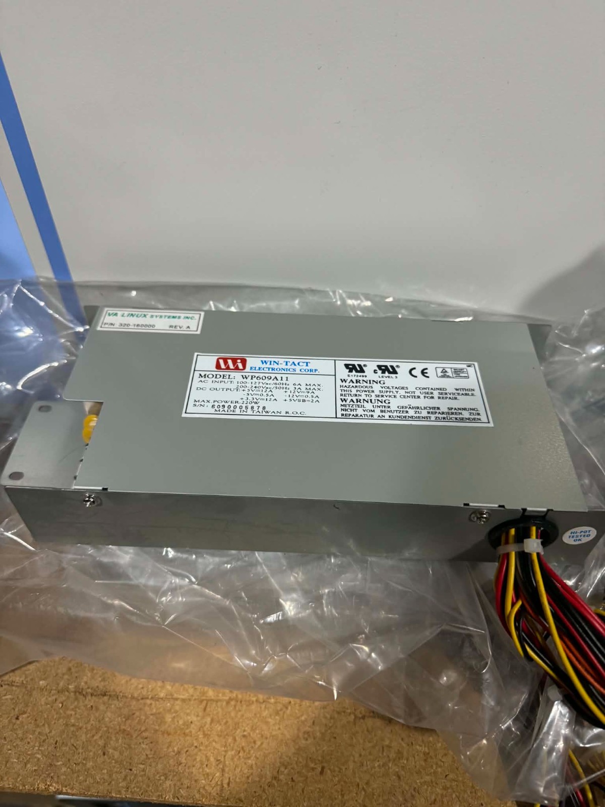 WIN TACT POWER SUPPLY 220W ATX 1U Server WP609A11 VA Linux 320-16000