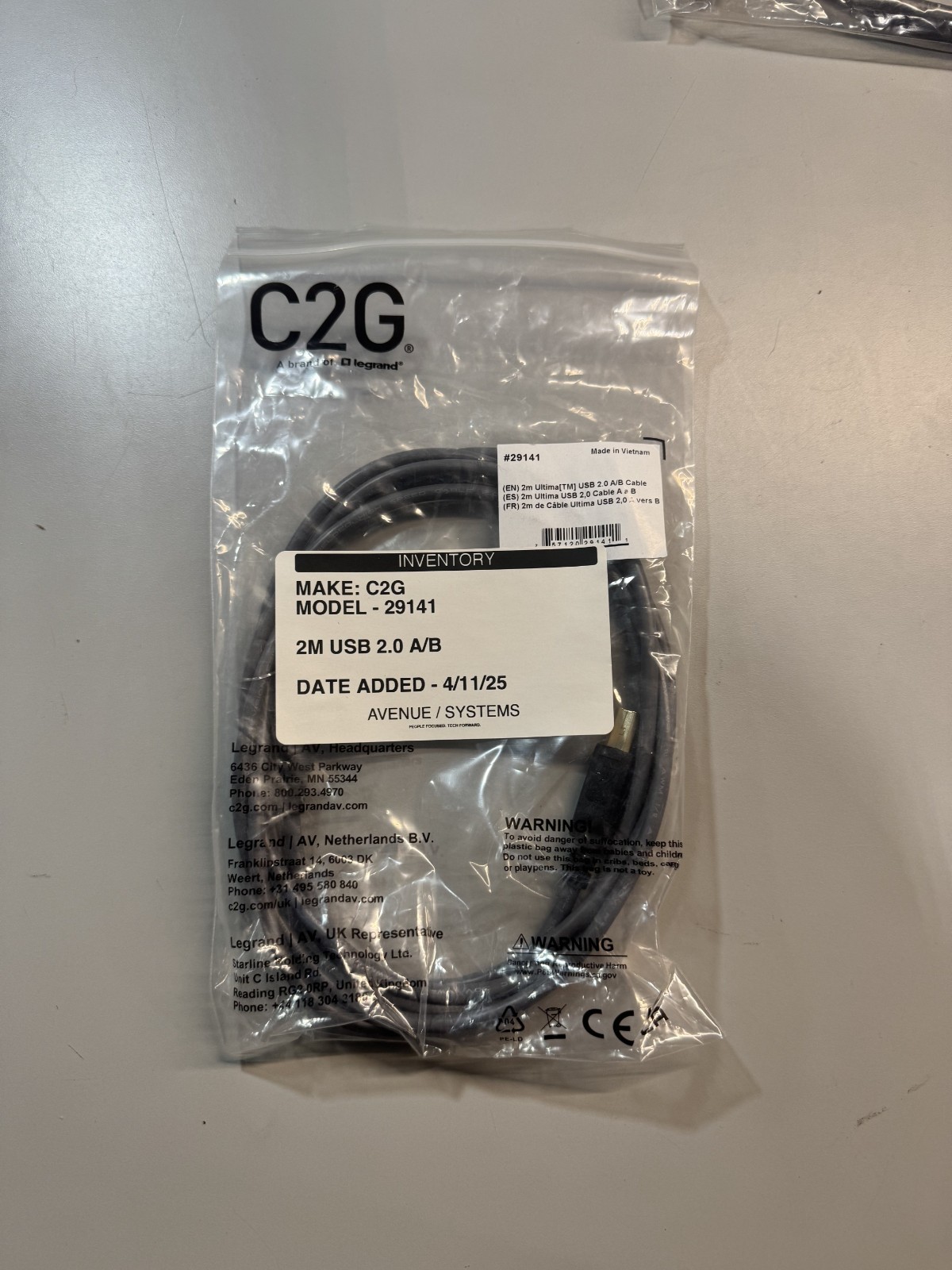 C2G 2m Ultima USB 2.0 A/B Cable # 29141