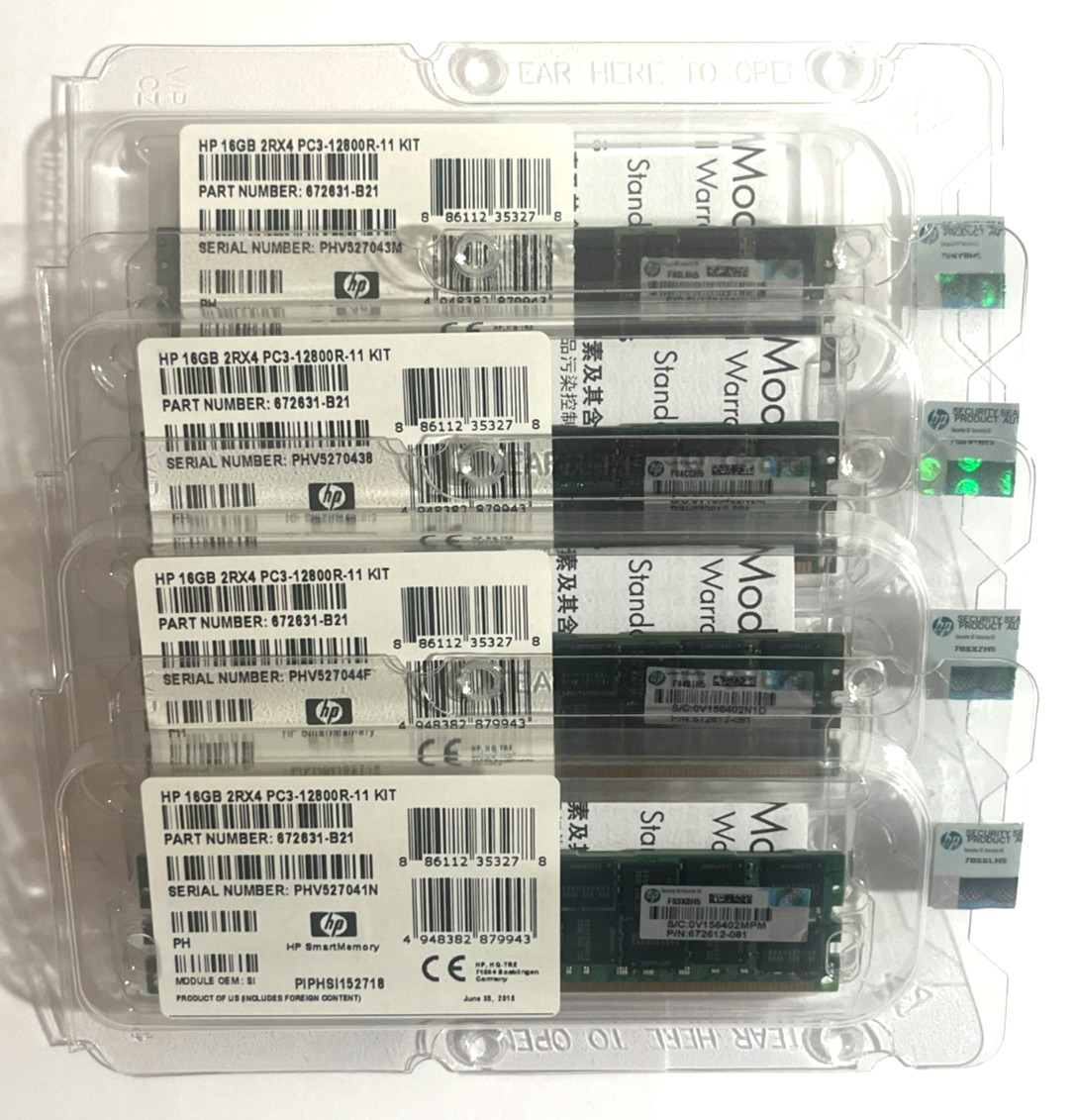 NEW Samsung 64GB DDR3 Server RAM 4 x 16GB PC3-12800R 1600MHz RDIMM HP HPE Dell
