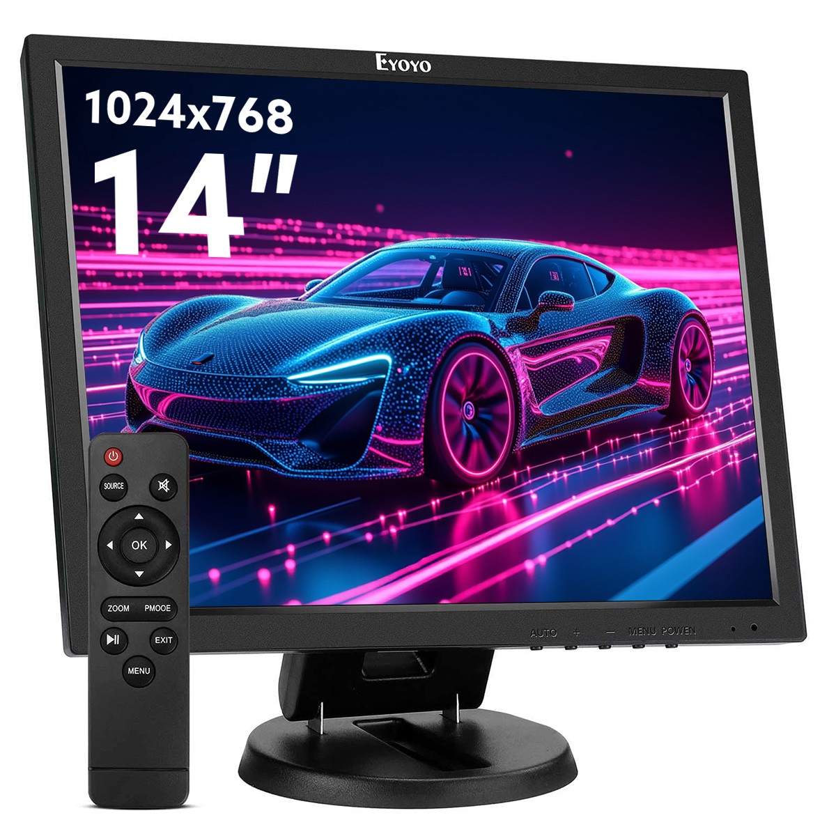14 in LCD 1024x768 Security Display Monitor HDMI fr CCTV Systems BNC/HDMI/VGA