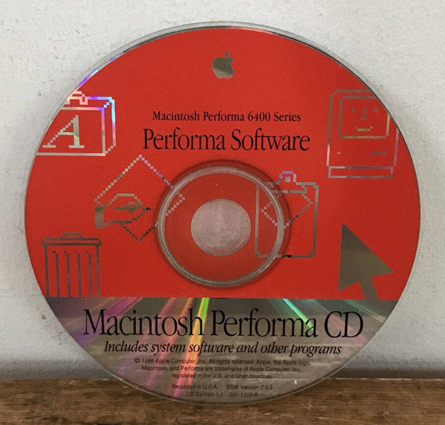 Vtg 1996 Apple Mac Macintosh Performa 6400 Series Software CD Version 7.5.3