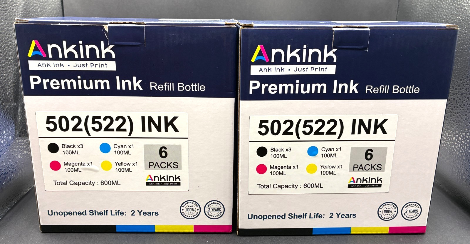 LOT OF 2 - Ankink  502 (522) Ink Refill Bottles 6 Packs New/Open Box - Exp. 9/27