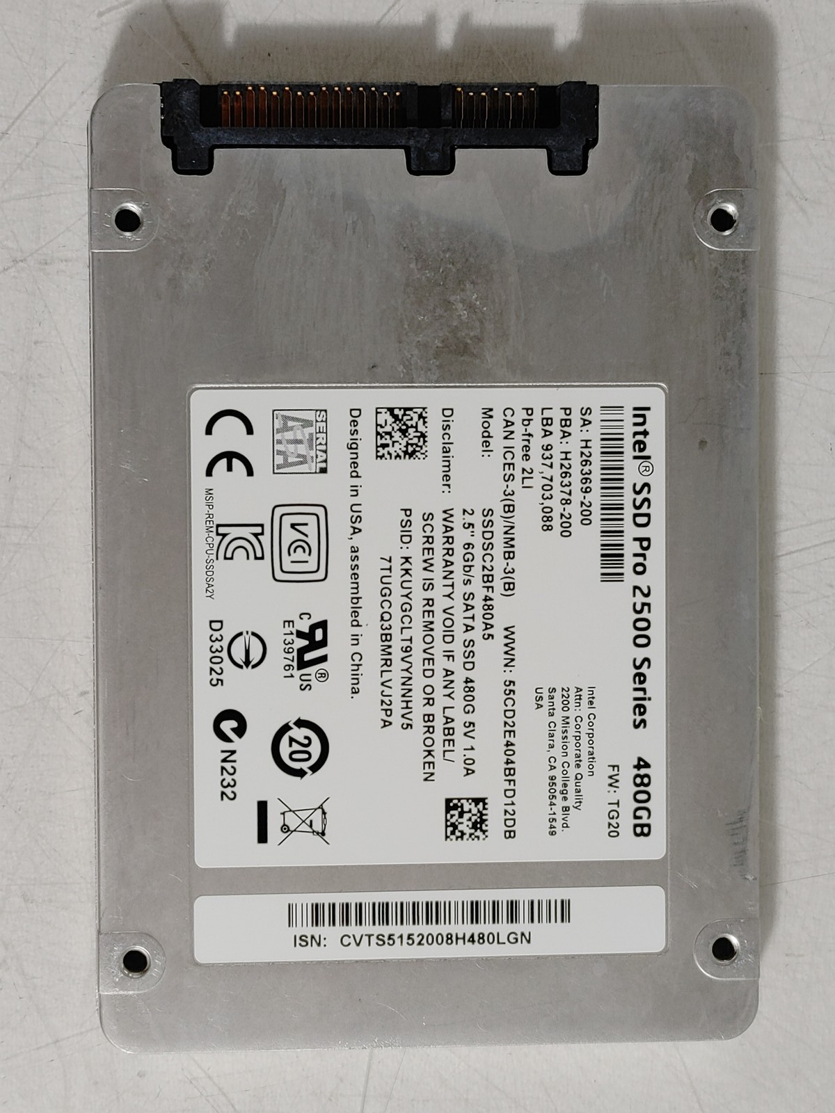 Intel Pro 2500 SSDSC2BF480A5 480 GB SATA III 2.5 in Solid State Drive