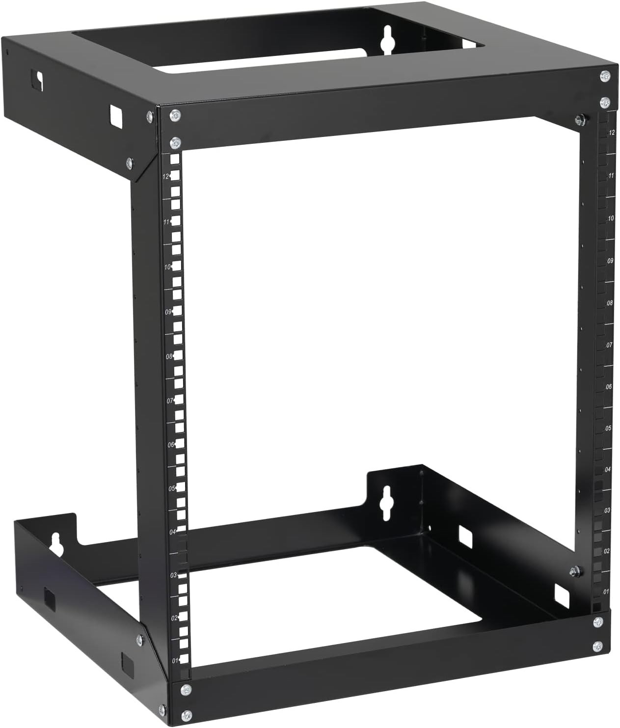 2-Post 12U Heavy-Duty Wall Mount Network Rack, 19" Open Frame Server Rack