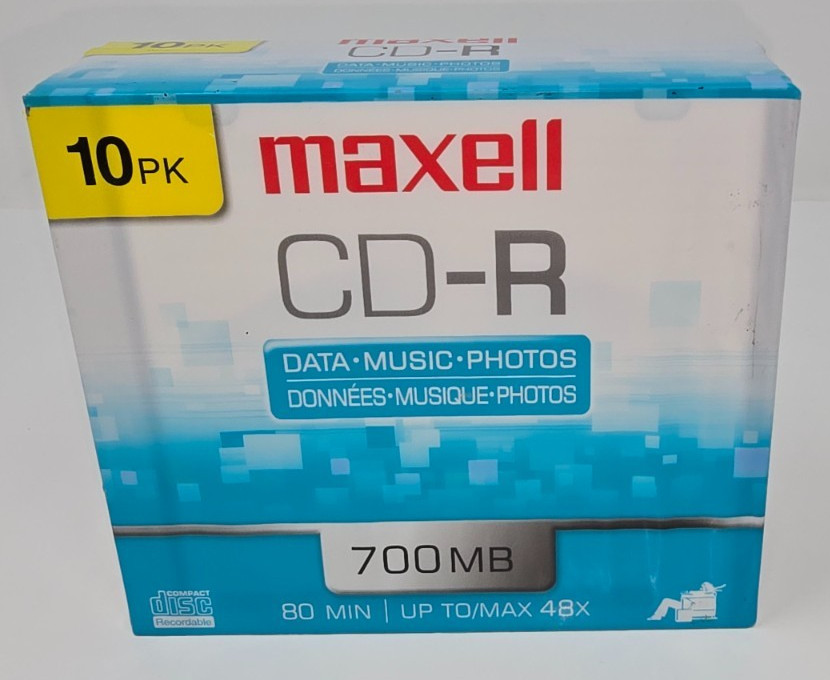 NEW/SEALED  Maxell CD-R Blank Media Discs w/ Slim Jewel Cases 10 pack