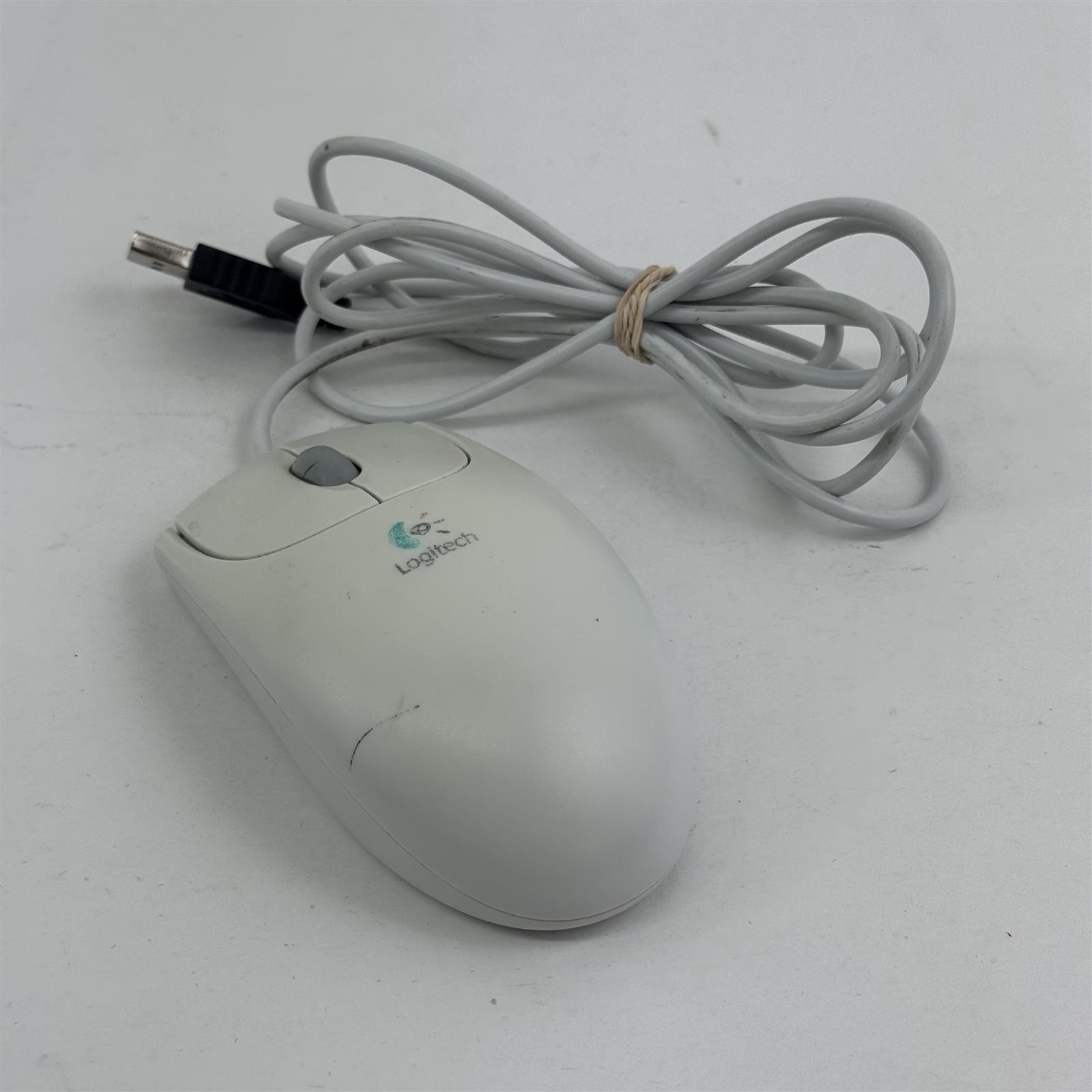 Logitech First Pilot White Wheel Mouse USB/PS2 Untested