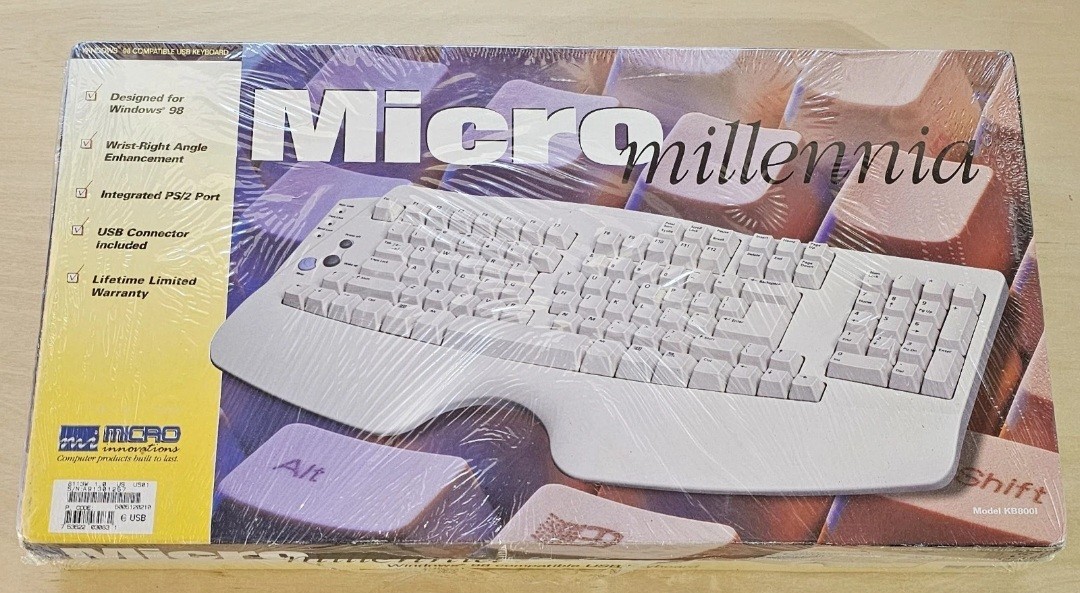 RARE Micro Innovations Ergonomics Keyboard Micro Clicky Built-In Touchpad,Sealed