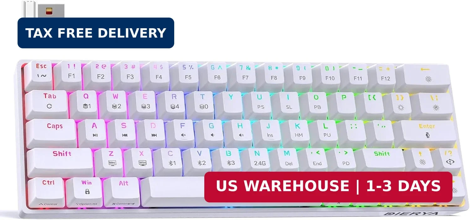 DIERYA DK63 60% Wireless Mechanical Gaming Keyboard | Bluetooth/2.4G/Wired Keybo