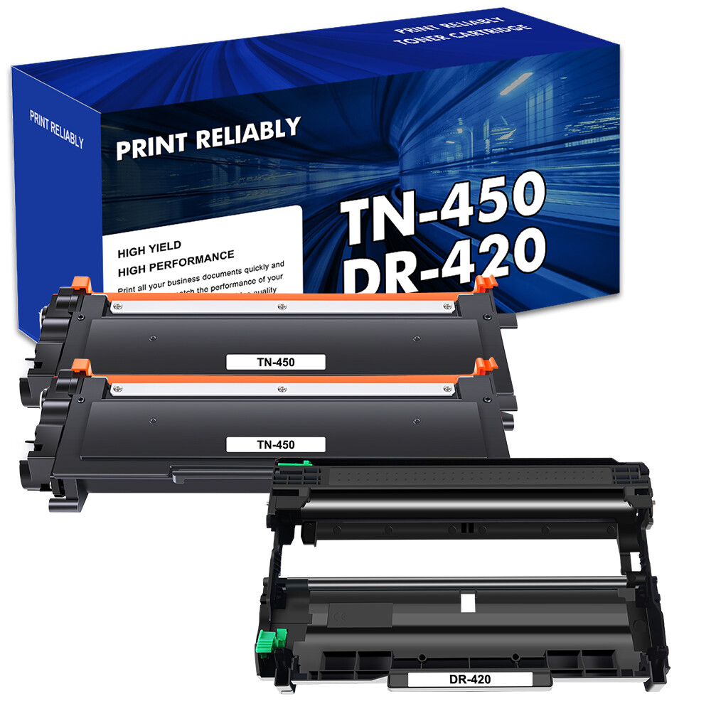 2x TN450 Toner  + 1x DR420 Drum Compatible with Brother HL-2220 2270DW MFC7360N