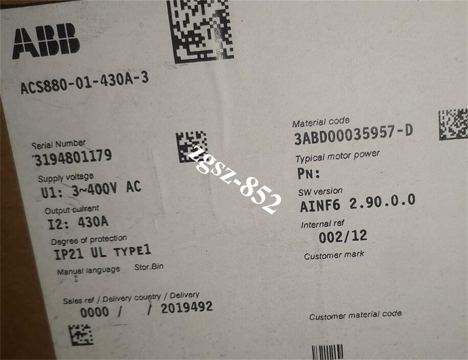1PC New Original ABB ACS880-01-430A-3 250KW Inverter Via DHL/Fedex FEDEX DHL