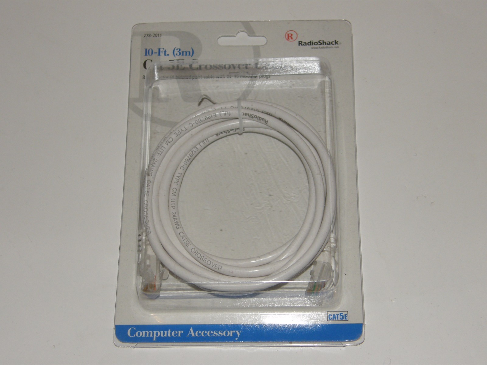 RadioShack 278-2011 Cat 5E Crosssover Cable 10 ft. Ethernet RJ-45