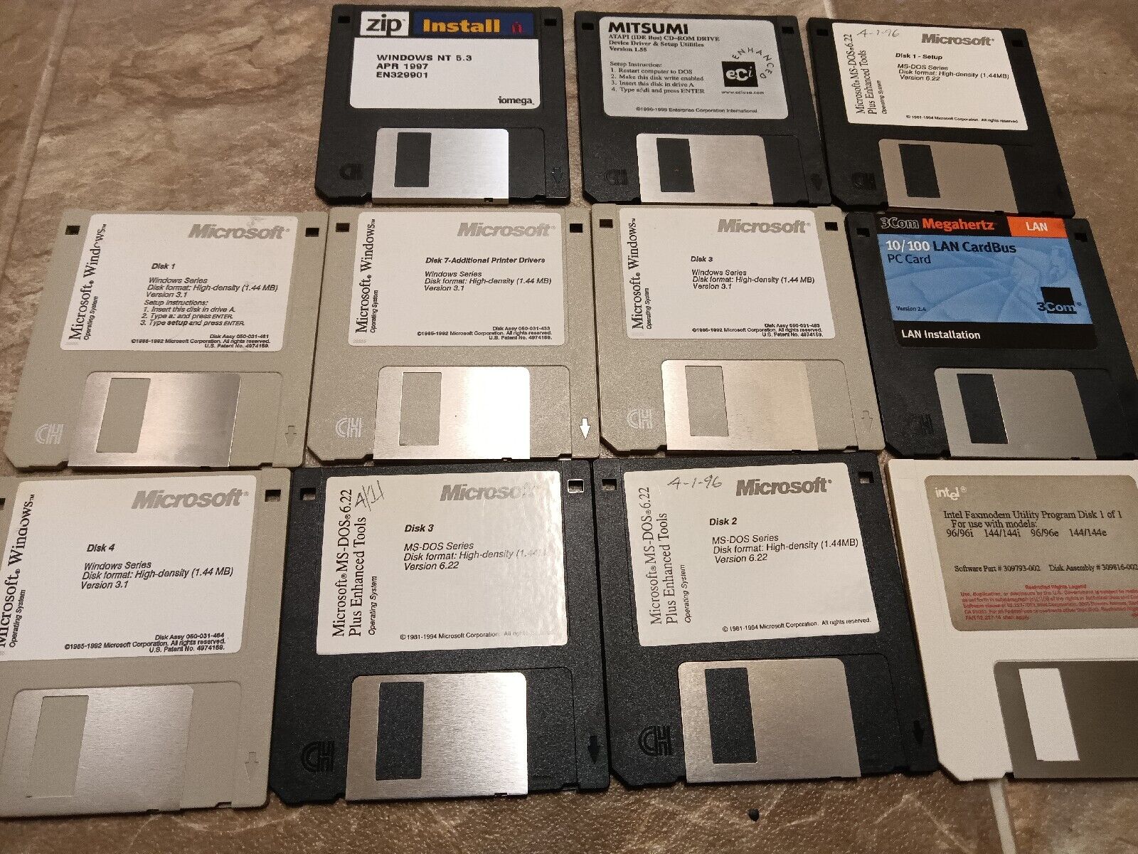 Lot Of 11 Vintage Software Floppy Disks Microsoft Intel And More