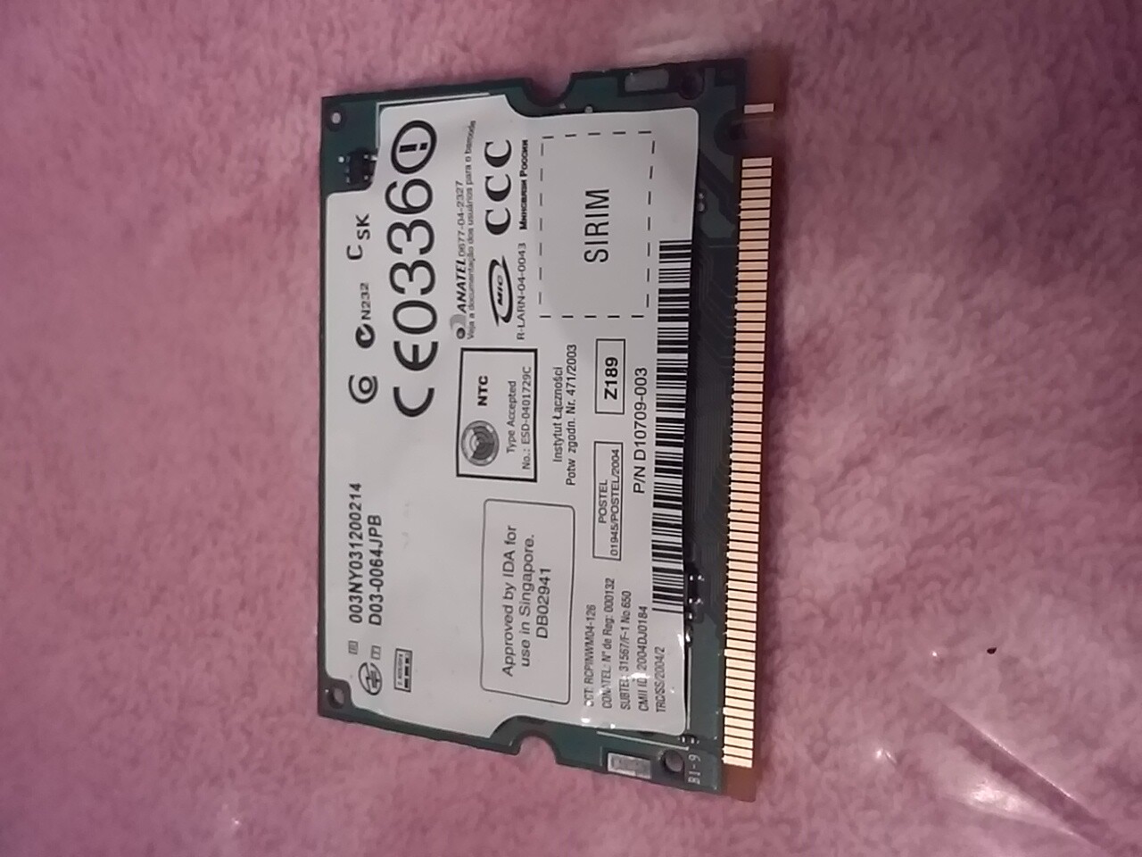 Intel PRO/Wireless 2200BG Model PD9WM3B2200BG WiFi Gateway Acer Dell   Sony     