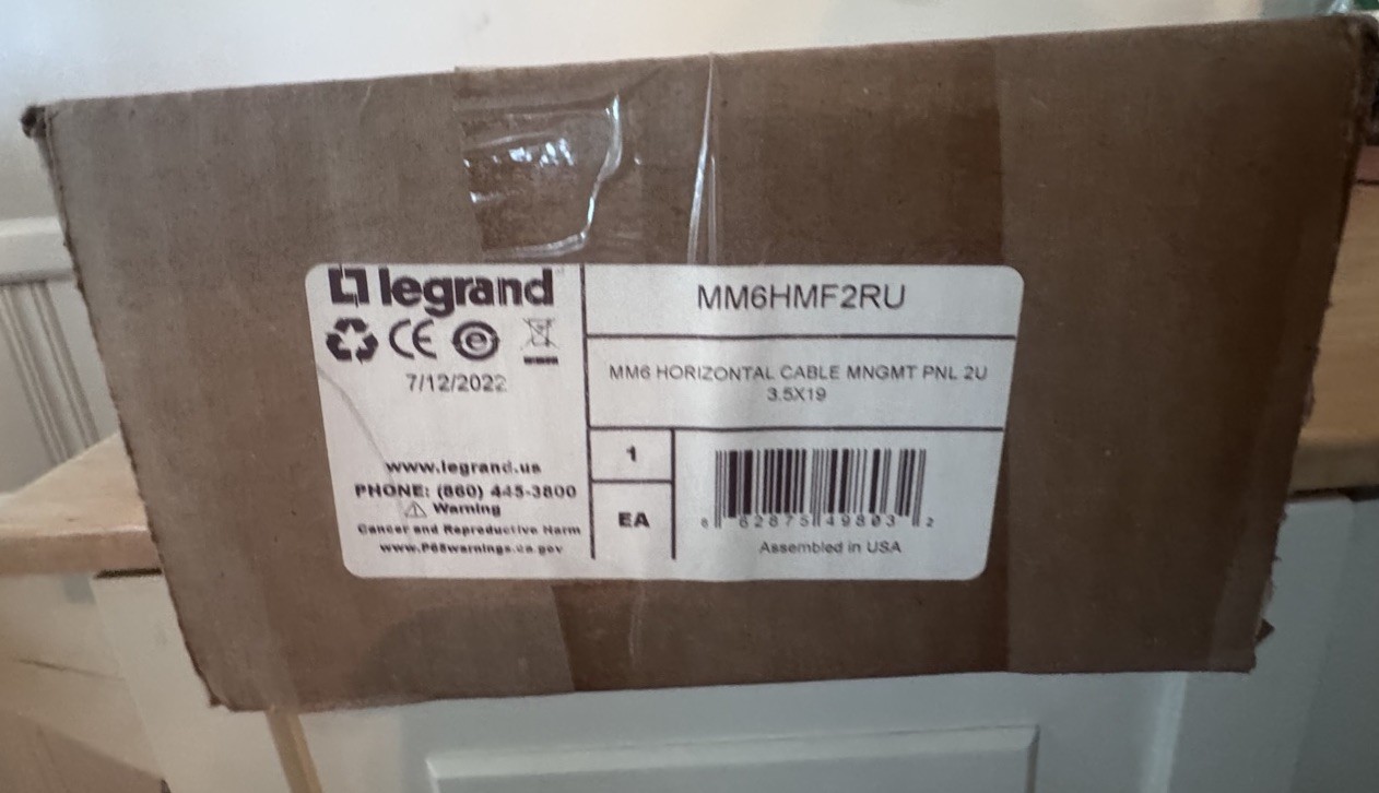 Legrand MM6HMF2RU Horizontal Cable Management Panel, 2U Rack Mount