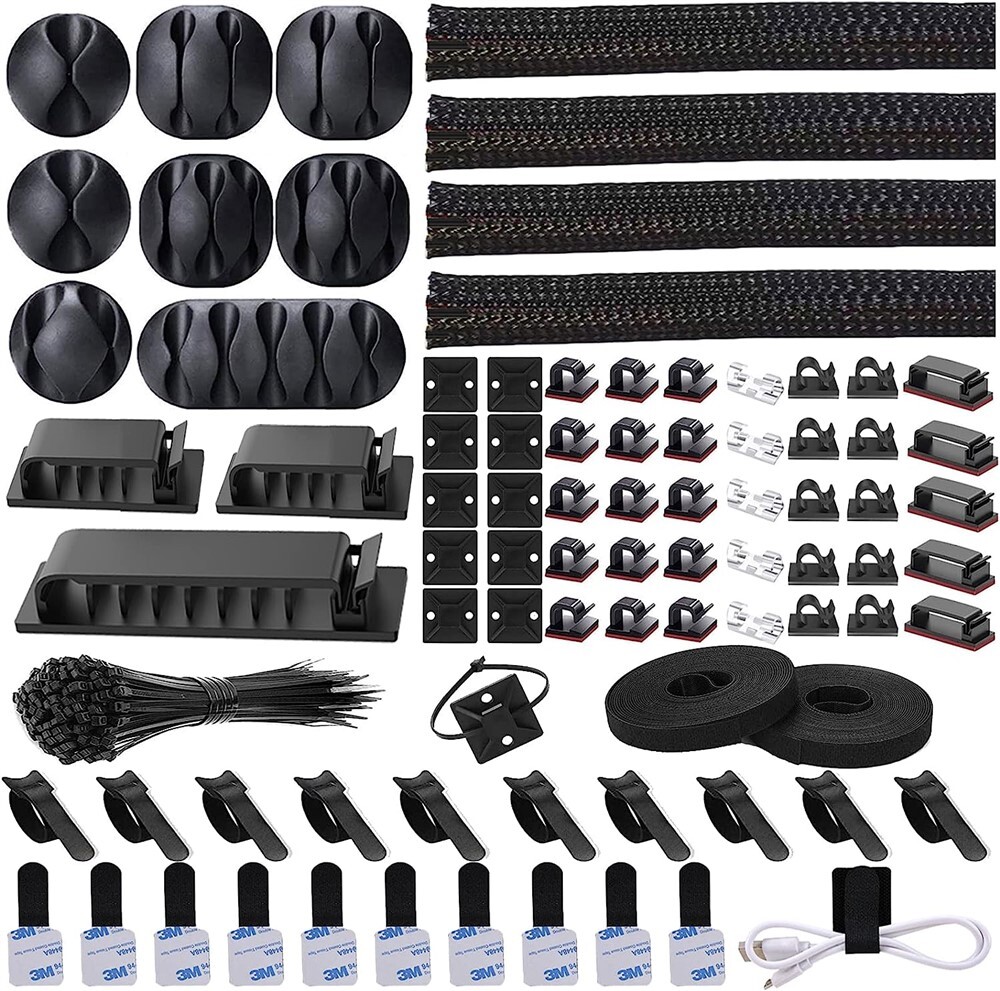 192 PIECE CABLE MANAGEMENT KIT FOR PC/TV/DESK/CAR