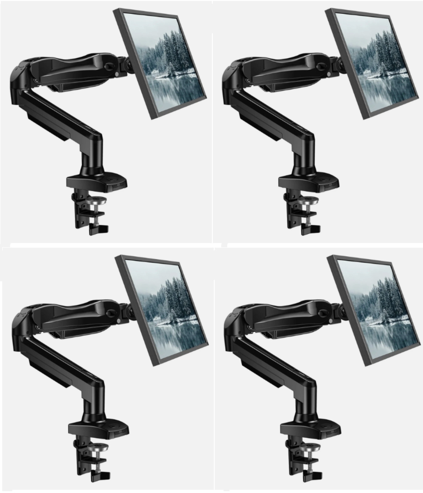 CASE PACK 4x Single Monitor Mount Full Motion Gas Spring Arm - BLACK NEW