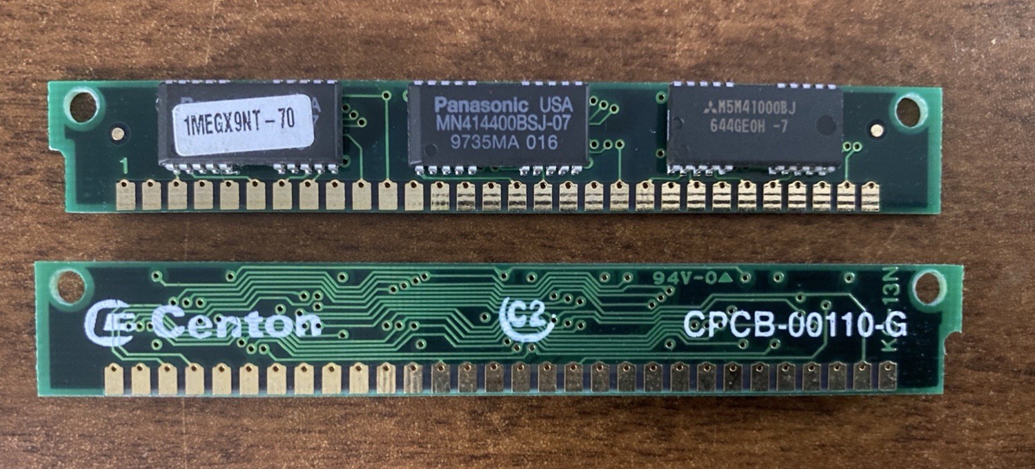 VINTAGE Centon RAM Memory module , 1 Mb, 30-pin | P/N CPCB-00110-G