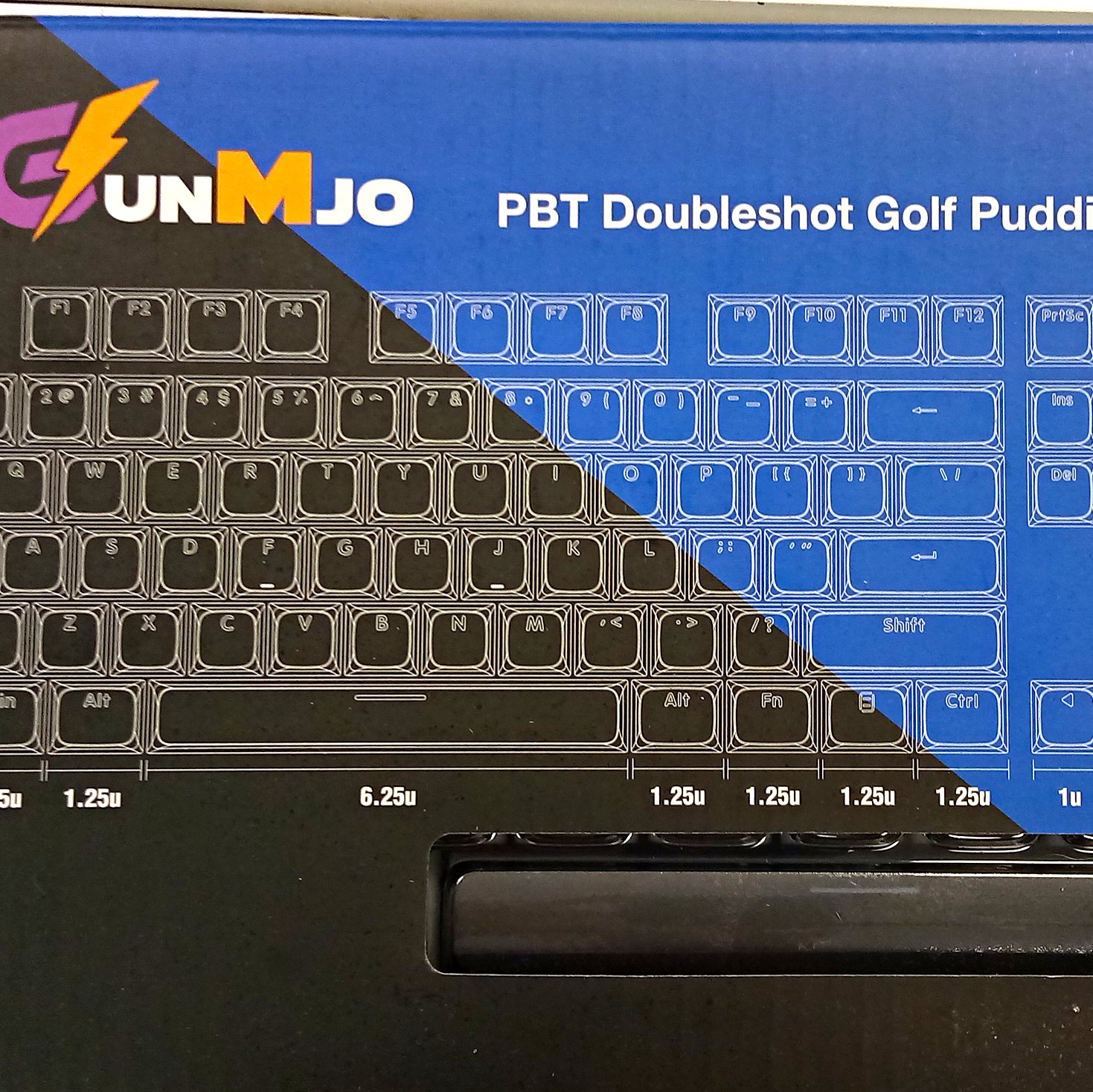 GunMjo PBT Doubleshot Golf Pudding Keycap Set ANSI 104 English Black/Blue