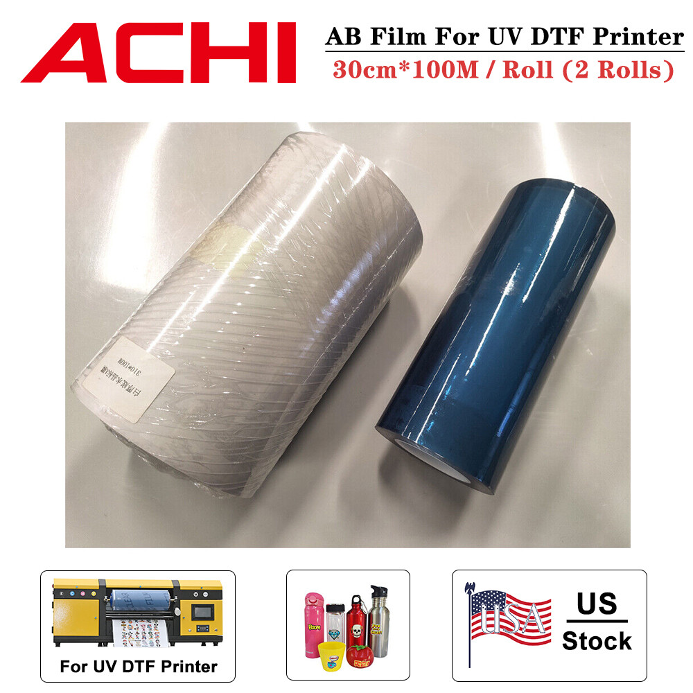 ACHI 30cm*100M AB Film Transfer Sticker For A3 UV DTF Printer 2 Rolls US Stock