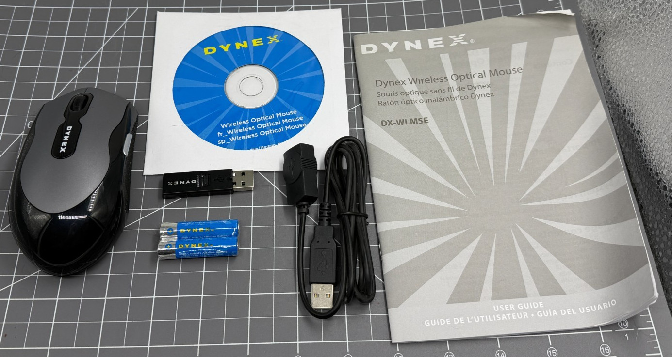 Dynex Wireless Optical Mouse (Model DX-WLMSE) w/ Wireless Dongle - OPEN BOX