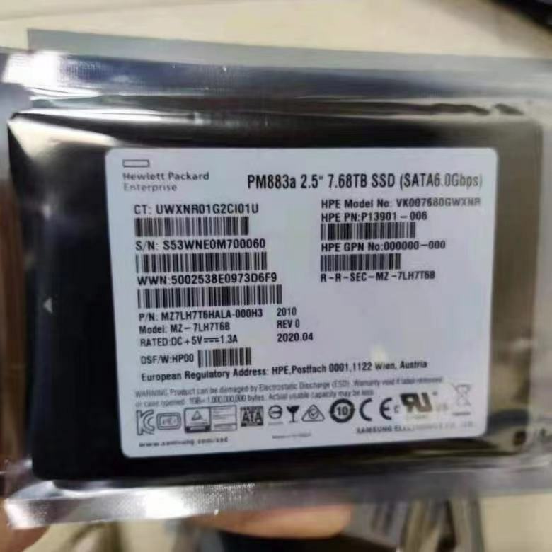 Samsung 2.5" 7.68TB SSD PM883a MZ7LH7T6HALA-000H3 MZ-7LH7T6B VK007680GWXNR SATA