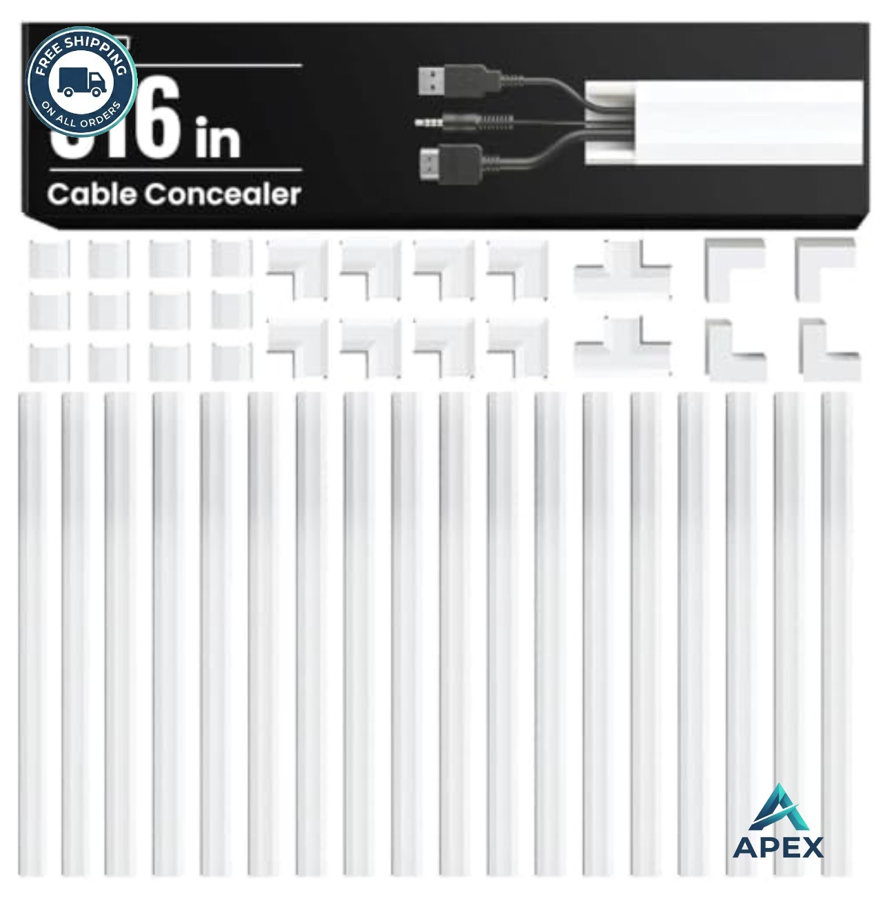 Cable Raceway Kit 306 Inch White 20 Piece Cord Hider Wall Management