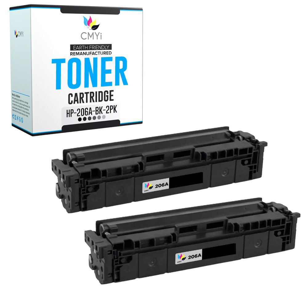 2PK CMYi Replacement 206A Black Cartridges for HP Color LaserJet Pro MFP M283fdw