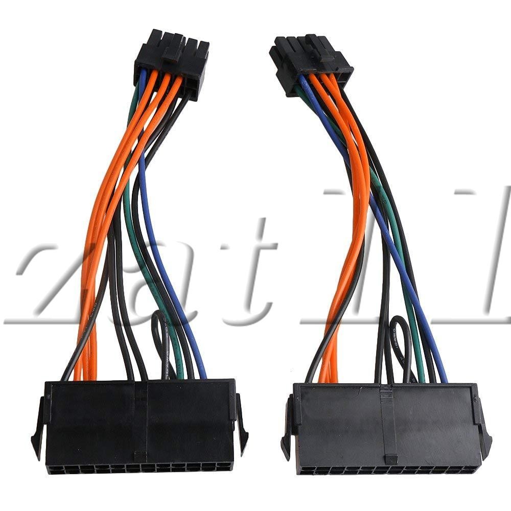 2pcs 24 Pin to 10 Pin ATX PSU Sleeved Adapter Cable for IBM Desktop Black