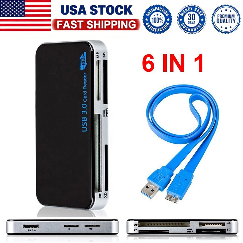 USB 3.0 Memory Card Reader Adapter 5GBPS Fit For CF/TF/SD/Micro SD/XD/M2/MS Card