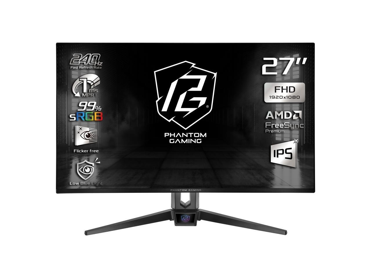 ASRock Phantom Gaming 27" FHD IPS 1 ms 240 Hz HDR10 Flat Panel Gaming Monitor