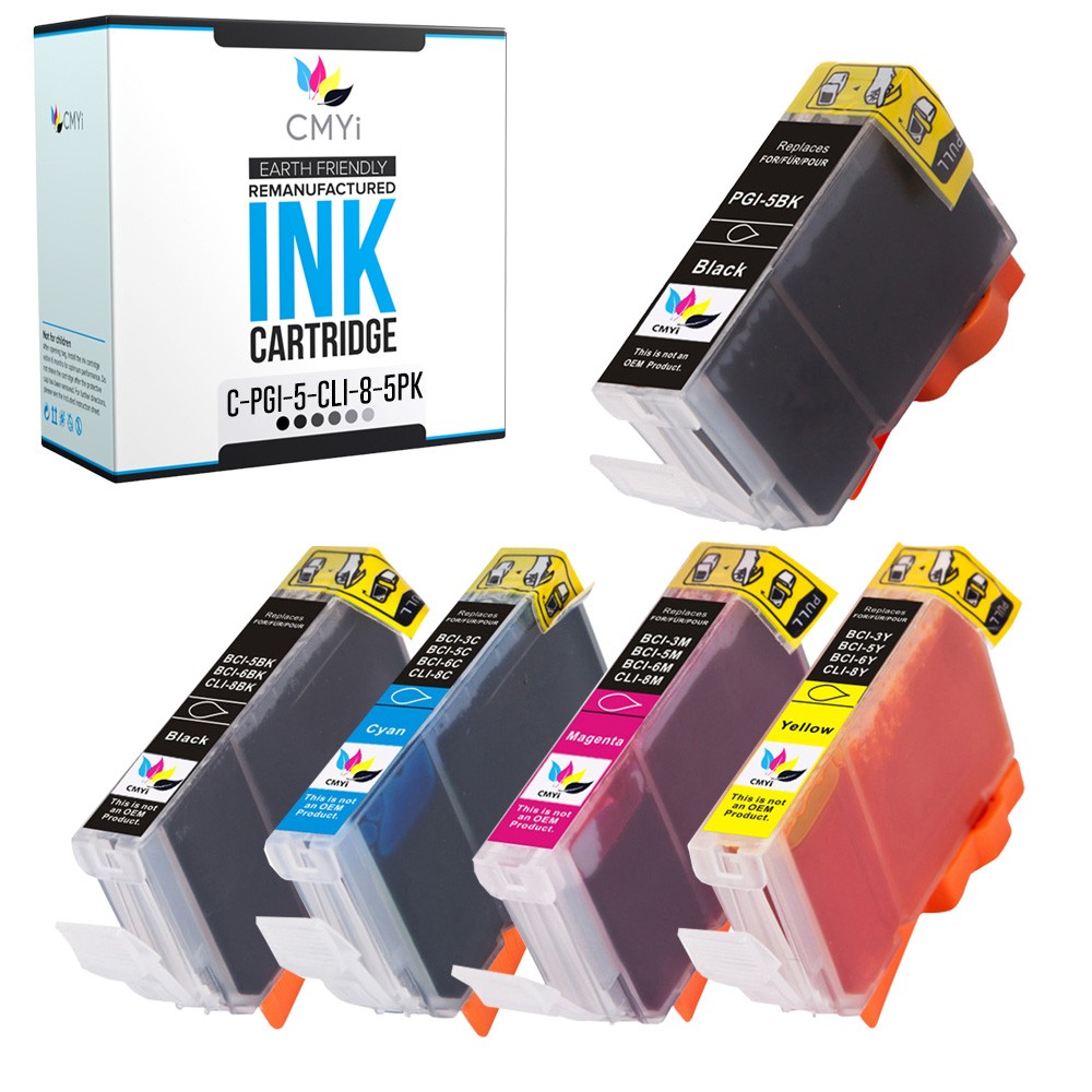 CMYi 5PK PGI-5 CLI-8 Ink Cartridges for Canon PIXMA iP5200R iX5000 MP500 MP530
