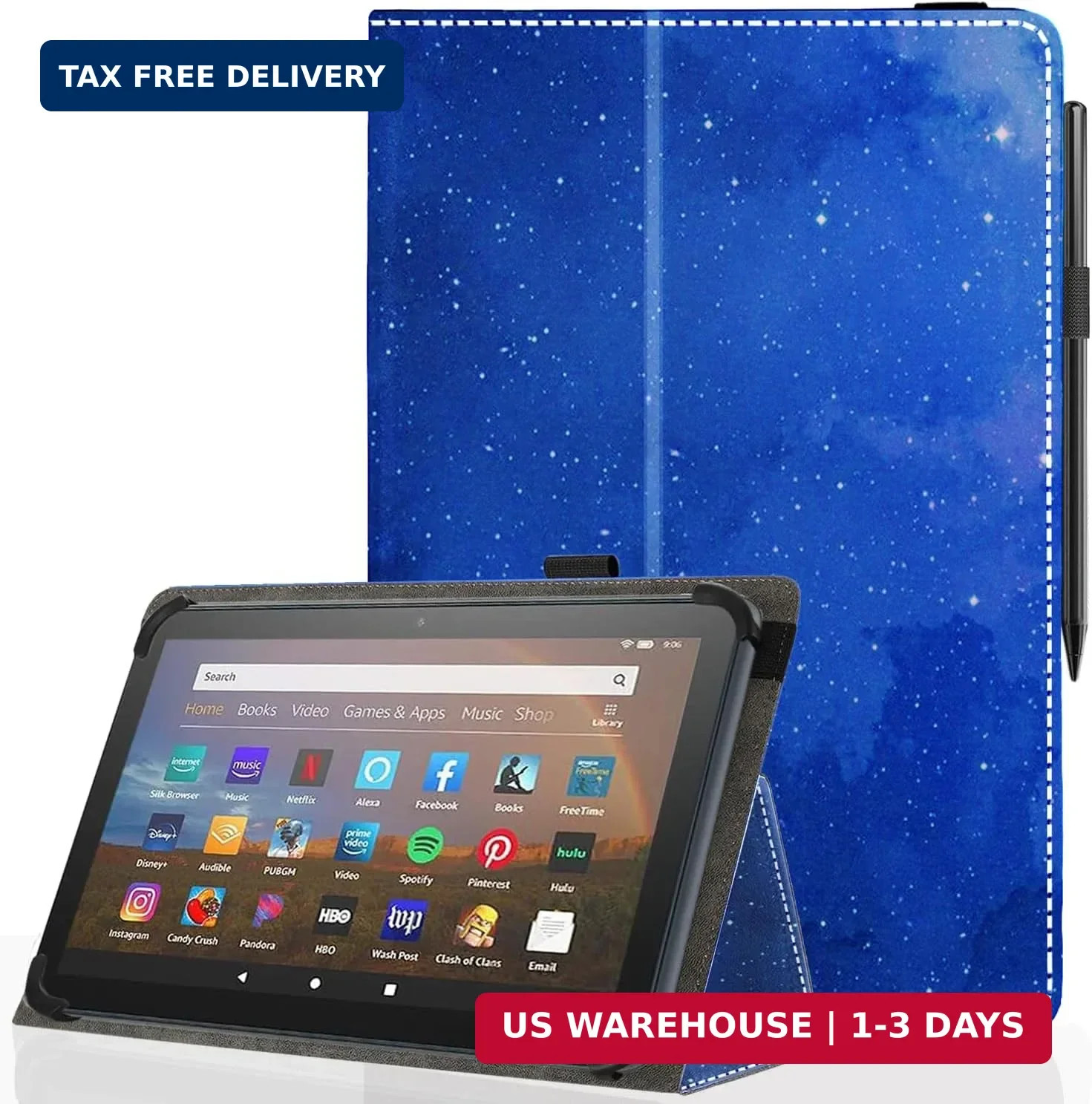 Universal 10 10.1 Inch Android Tablet Case,Slim Folding Stand Cover for All 9"-1
