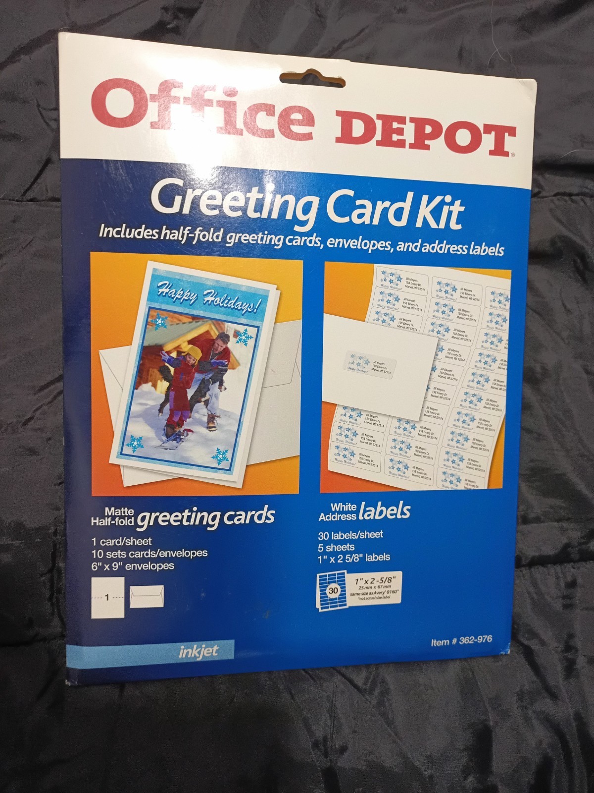 Office Depot Greeting Card Kit-Half-fold greeting cards,envopes & address labels