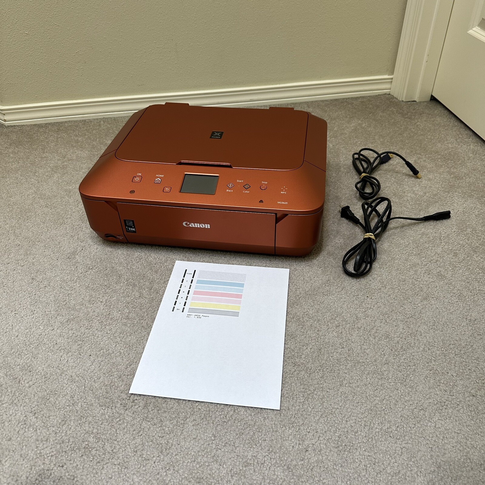RARE CANON BURNT ORANGE PIXMA MG6620 WIRELESS COLOR- Print, Scan, Copy TESTED