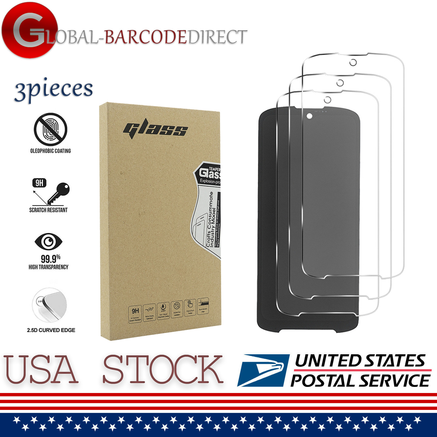 3x Tempered Glass Screen Protector Film for Zebra TC15 Scanner
