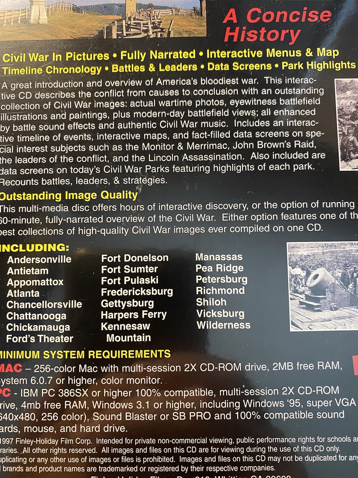 A Concise History Of The Civil War Interactive CD-ROM Complete Pc & Mac