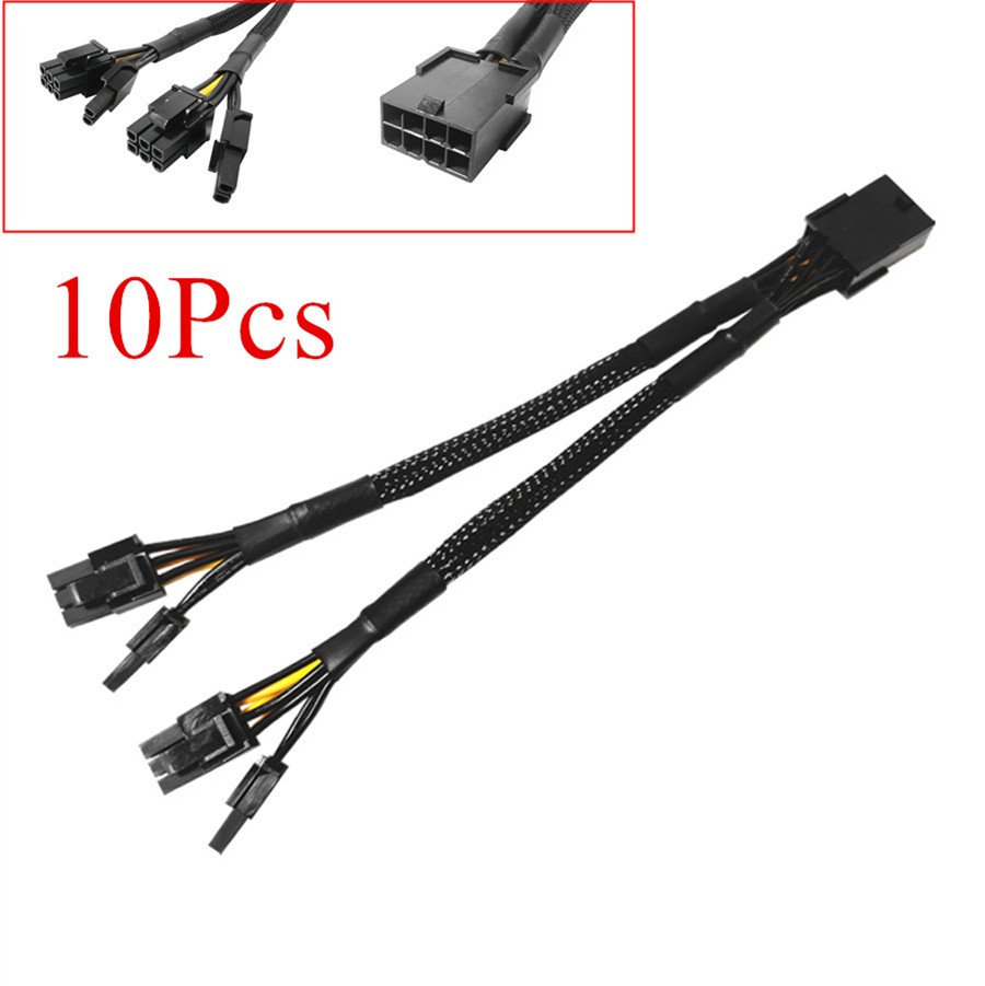 10Pcs 22cm GPU 8 Pin Female To Dual 2X 8 (6+2) Pin Male PCI Express Power Cable