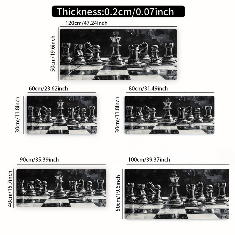 1 Large-sized Esports Gaming Mouse Pad Featuring a Black and White Chess Art-s
