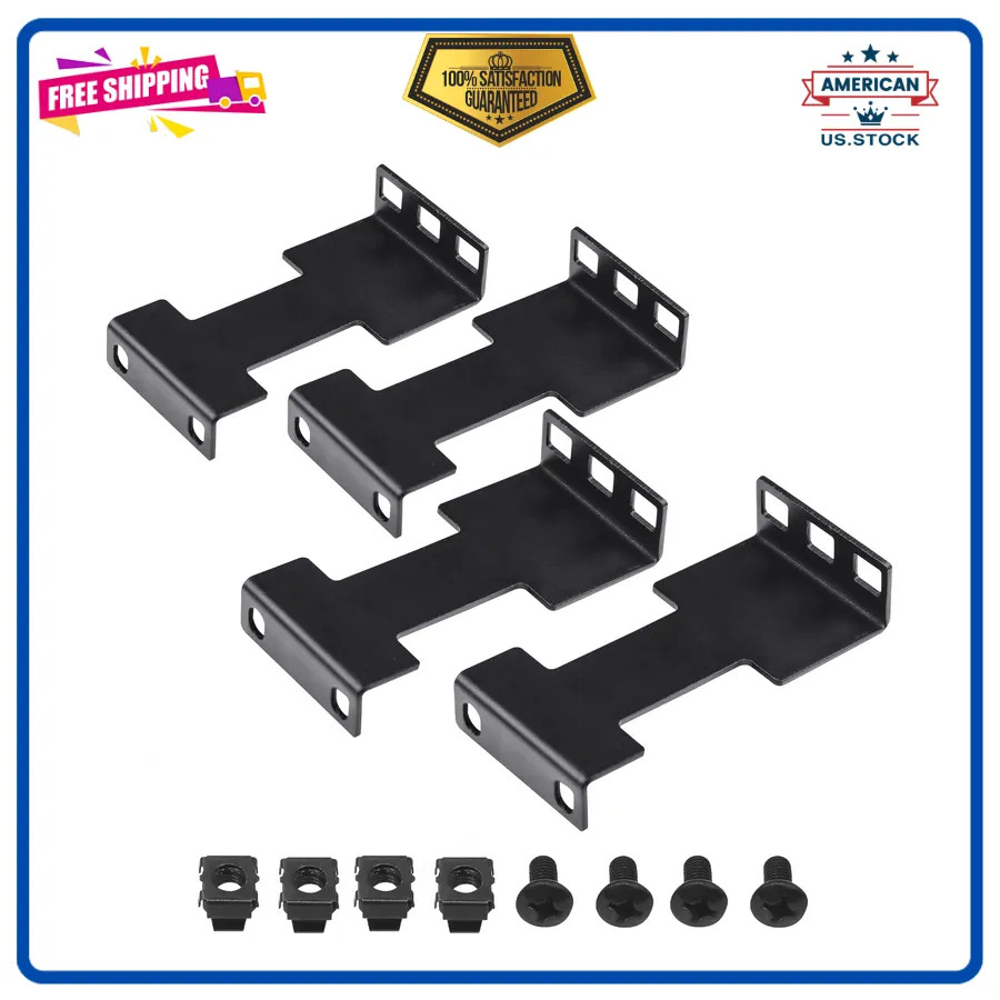 4 Pcs 1U Server Rack Depth Extender Recessed Mount Adapter Kit for Network Rack