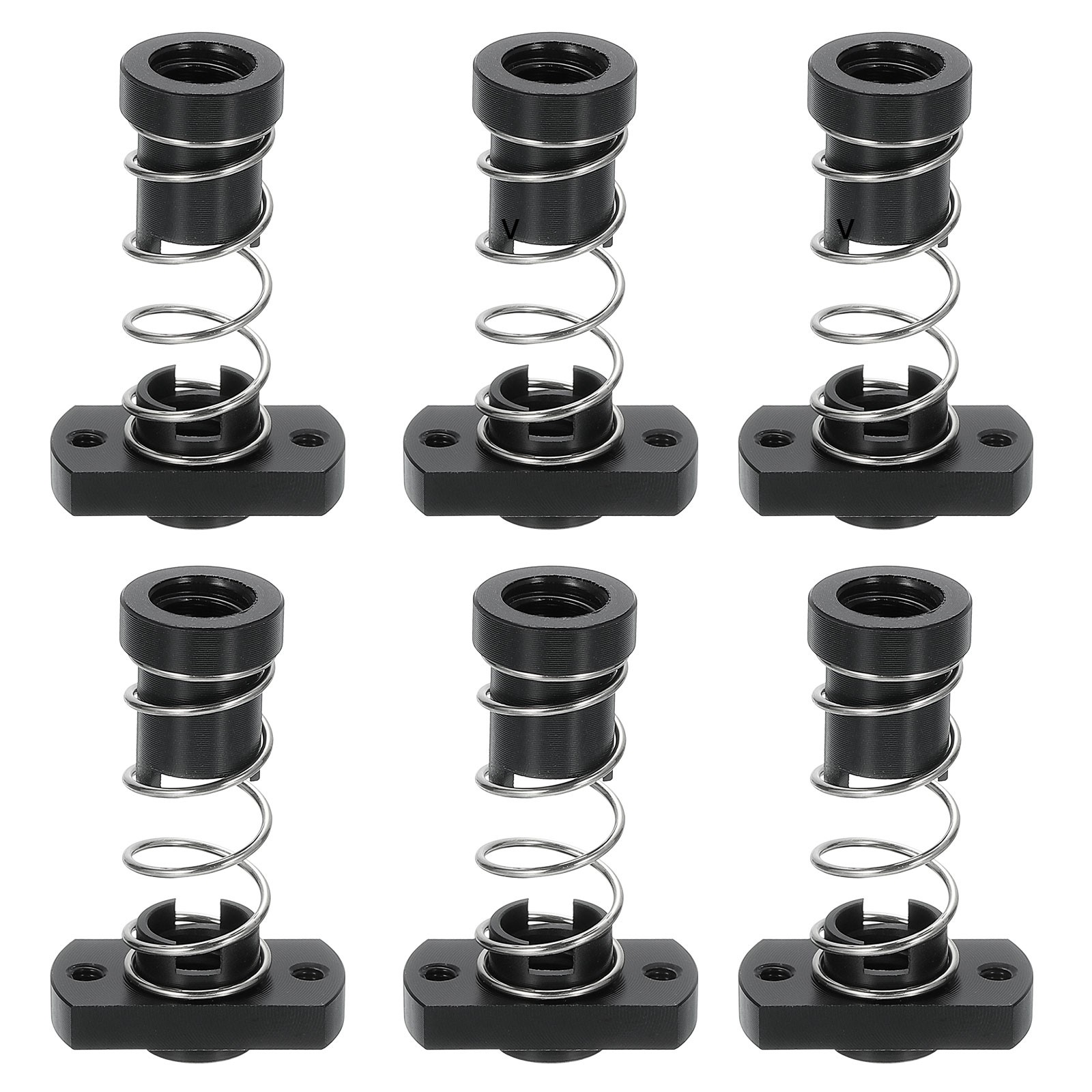 6Pcs Anti Backlash Spring Loaded Nut(2mm Pitch, 1 Start, 2mm Lead, 2-M3 Holes)