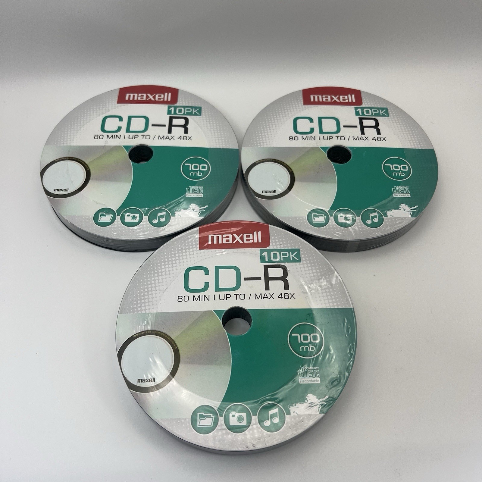 Maxell CD-R Blank Recordable Discs Lot of 3 Sealed 10 Packs 700MB 48X 80 Min