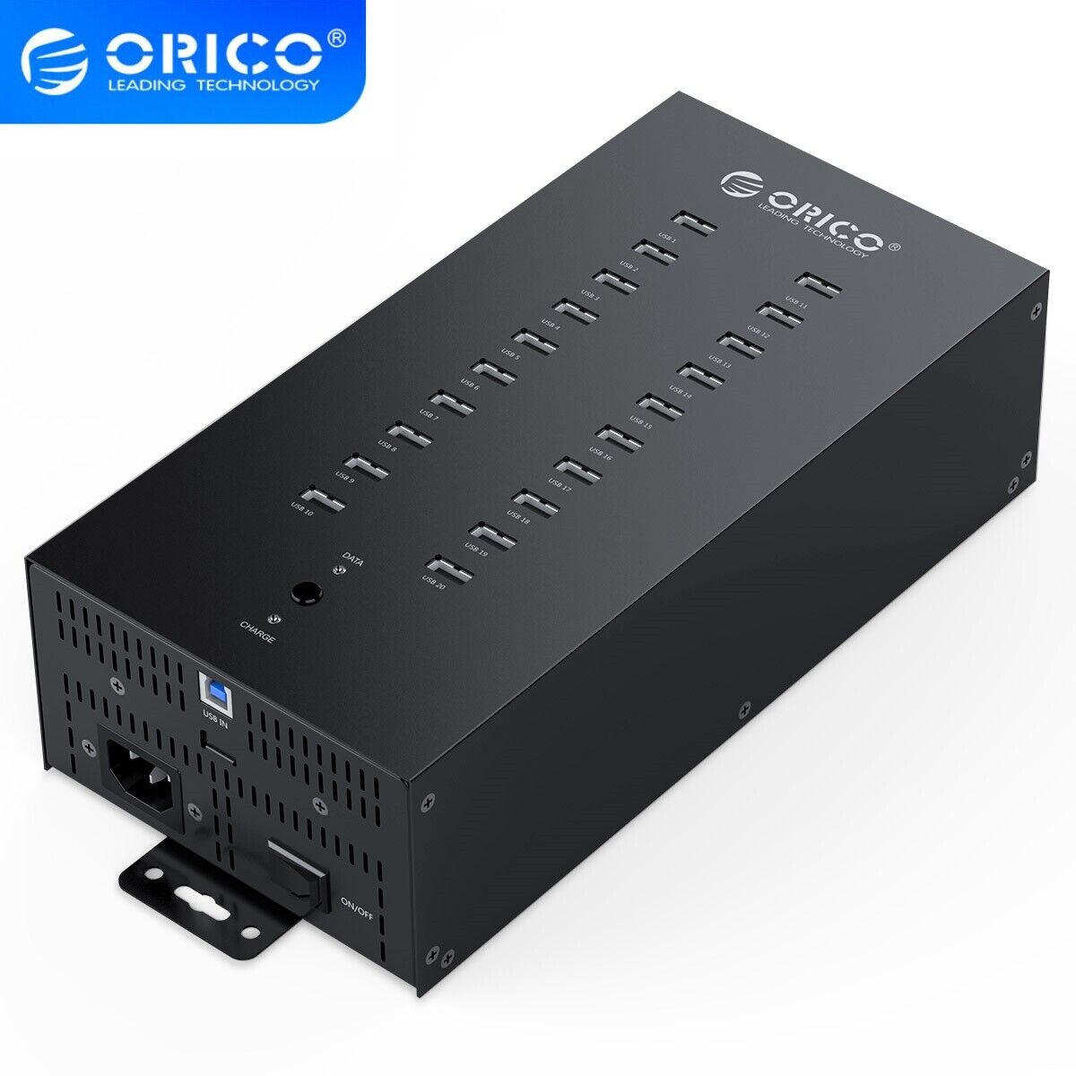 ORICO Industrial USB Hub 300W Powered Data Hub 20 Port USB2.0 Splitter FullMetal
