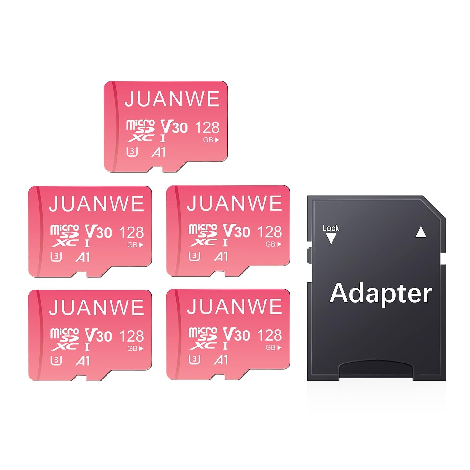 JUANWE 128GB Micro SD Card 5 Pack with Adapter 128GBx5