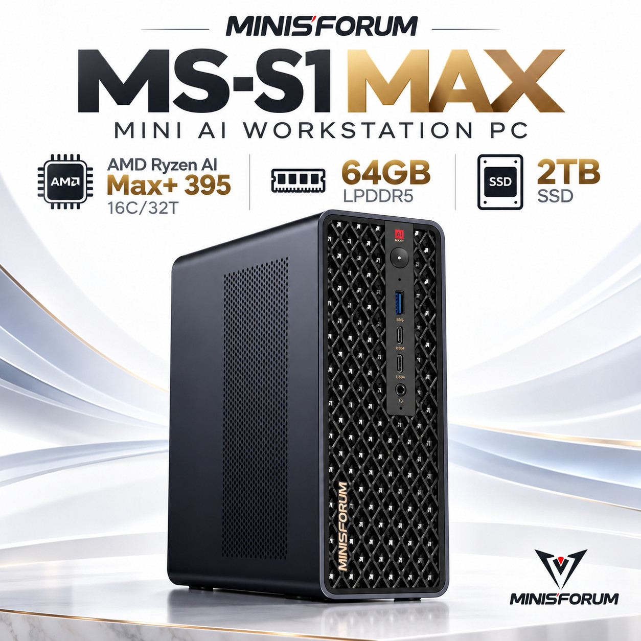 MINISFORUM MS-S1 MAX Mini AI PC Ryzen AI Max+ 395 64GB RAM 2TB SSD Radeon 8060S