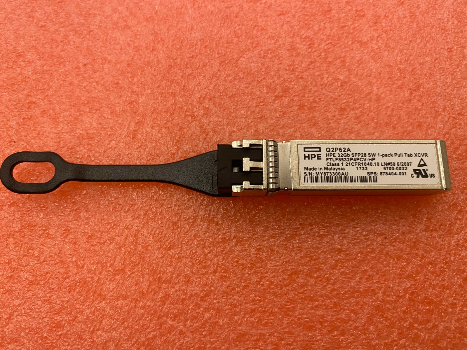 HPE Q2P62A 32Gb SFP28 SW E-Temp 1-Pack Pull Tab  XCVR FTLF8532P4PCV-HP