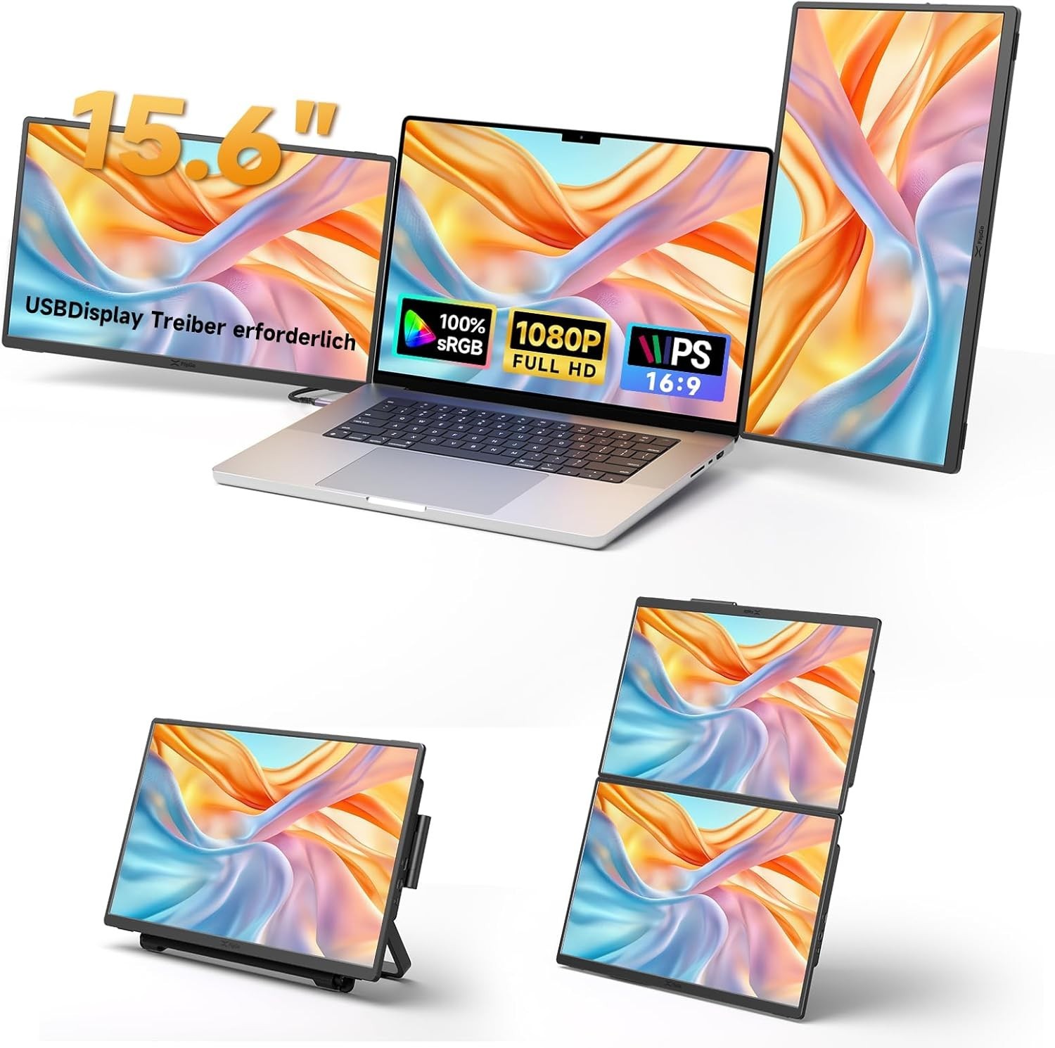 15.6" JSAUX FlipGo Horizon Pro Dual Monitor Laptop Extension Magnetic 1080p