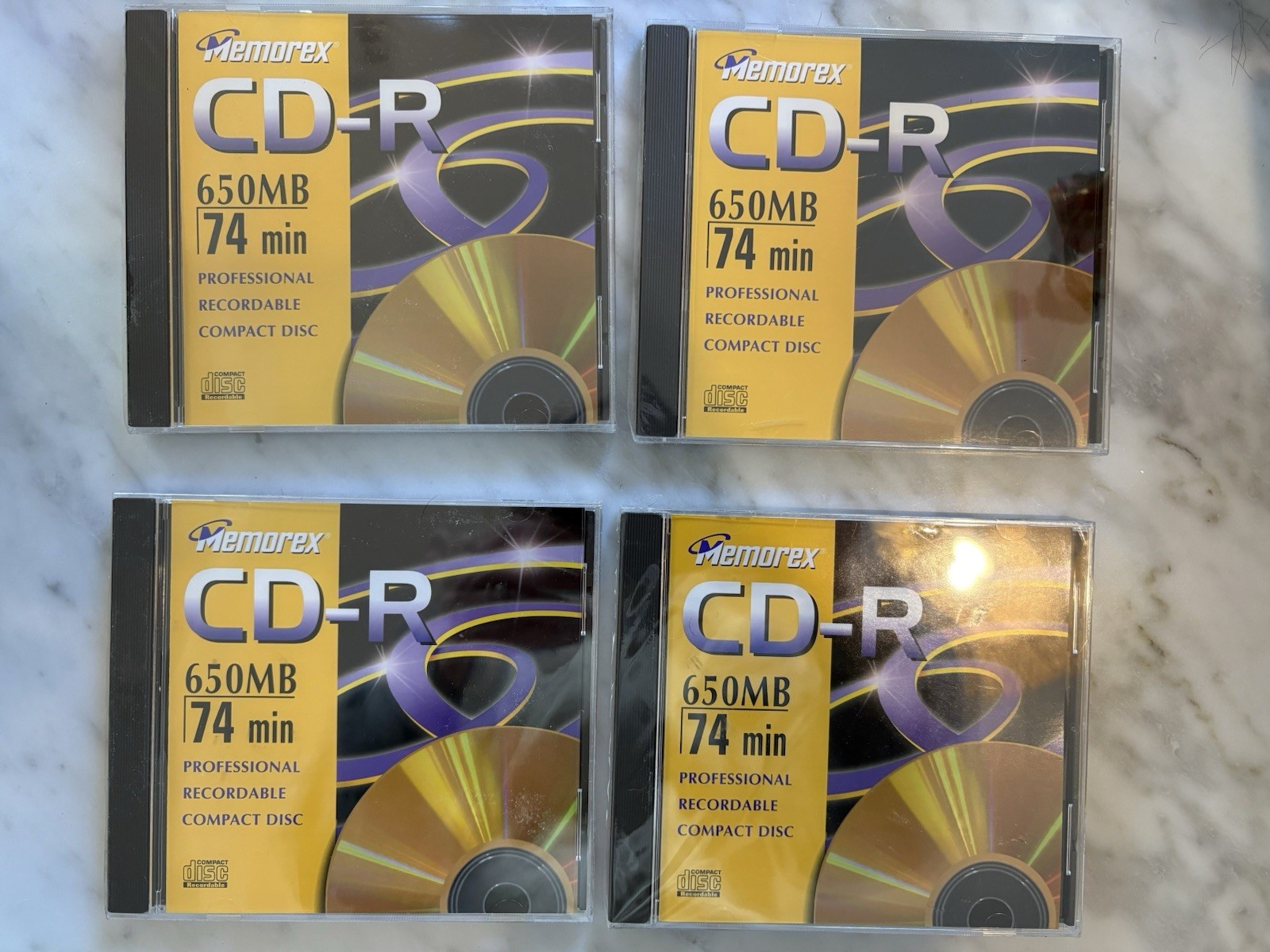New 4x Memorex CD-R 650MB 74min Professional Recordable Compact Disc, Gold