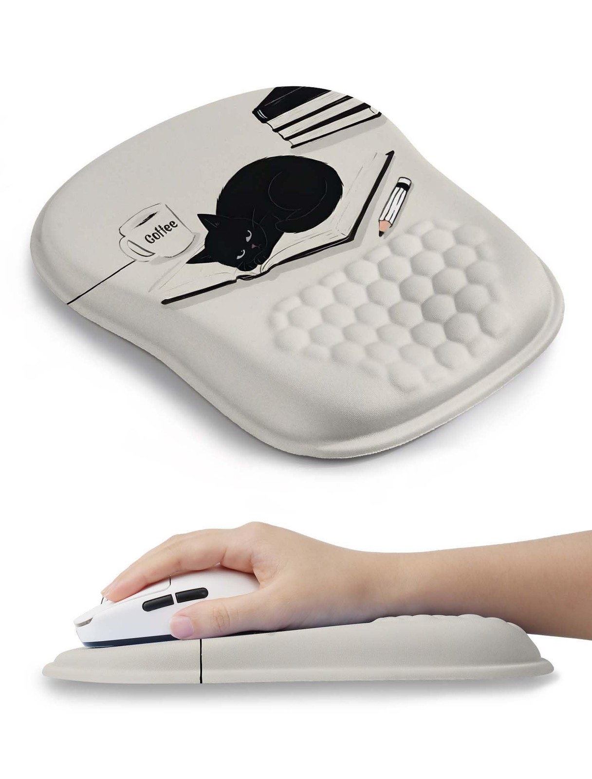 Ergonomic Pad with Cute Black Cat Design, for Carpal Tunnel Pain , 65% Usable...
