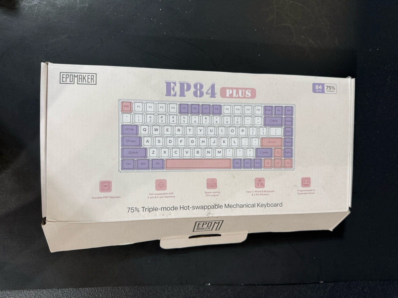 Epomaker EP84 Plus 75% Mechanical Keyboard - Bauhinia Purple -NEW OPEN BOX