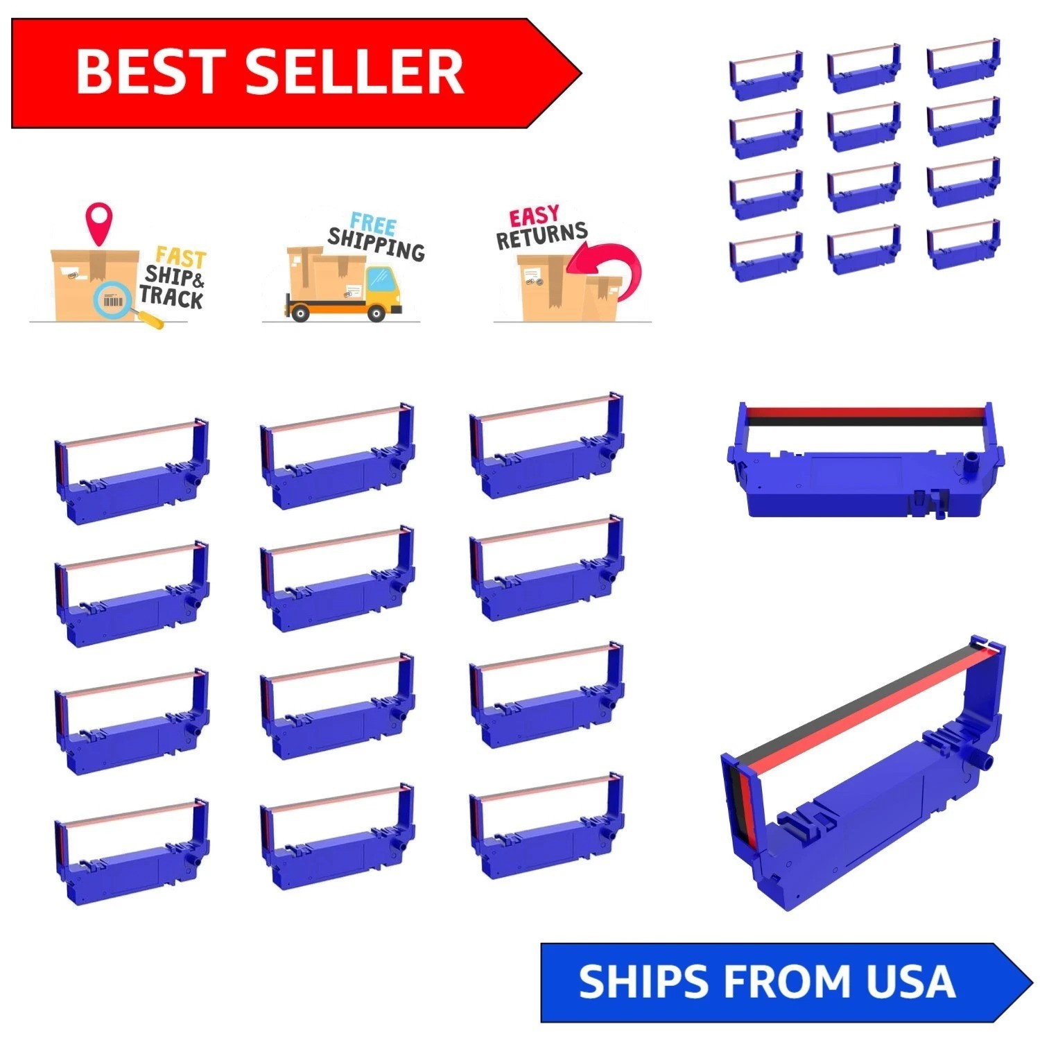 High-Quality Black and Red Ribbon Replacement for Star SP700 Printers - 12 Count